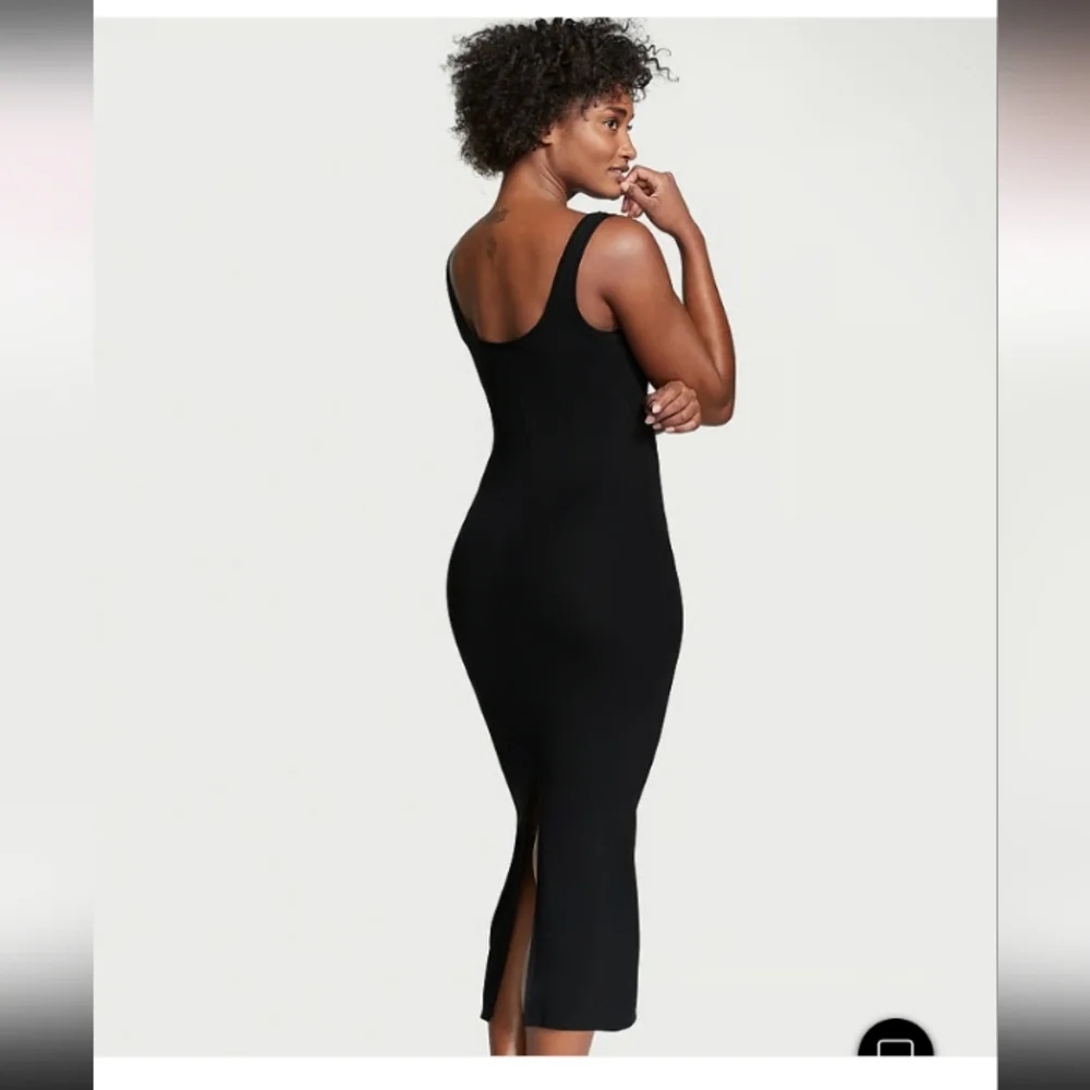 Victoria secret-Ribbed Modal Long Slip Dress (Black)-XL - Picture 2 of 4
